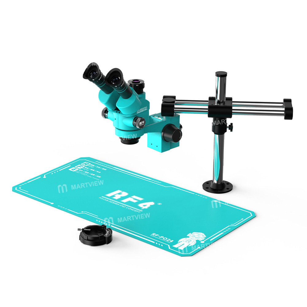 rf4 rf-6558pro-fo22-po24-65-58x-trinocular-stereo-microscope-with-fo22-double-arm-bracket-po24-silic