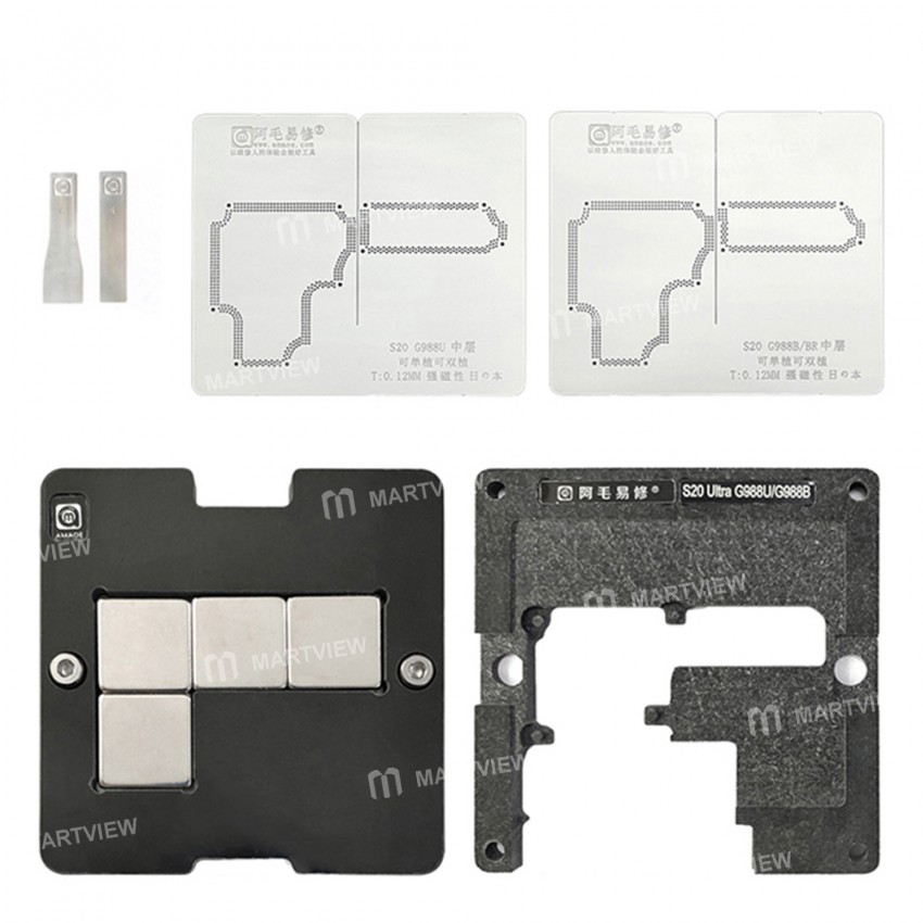 Amaoe 0.12mm BGA Reballing Stencil Planting Tin Platform for Samsung S20 Motherboard Middle Layer
