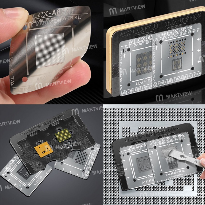 WL A6 A7 A8 A9 A10 A11 A12 CPU NAND Baseband Reballing Stencil Net Platform Positioning Plate Magnet