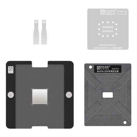 Amaoe 0.25mm Laptop Memory BGA96-DDR Specialized BGA Reballing Stencil Tin Plating Platform Set