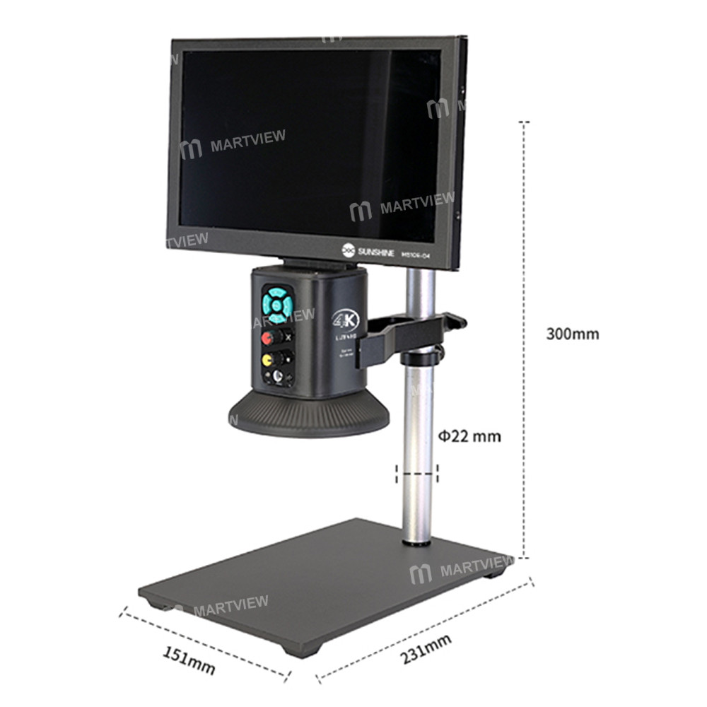 sunshine ms10e-04-4k-hd-digital-microscope-with-universal-stand-10-inch-large-display-for-motherboar