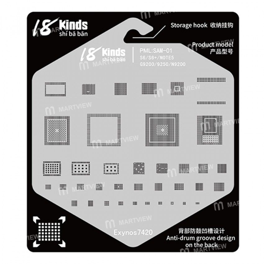 18 Kinds CPU BGA IC Reballing Stencil Kits for Samsung Phones