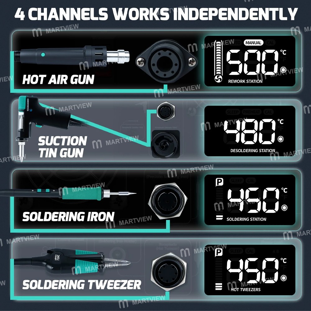 yihua 948d-iv-1410w-5-in-1-hot-air-gun-c245-soldering-iron--tweezers-iron--suction-tin-gun-rework-st