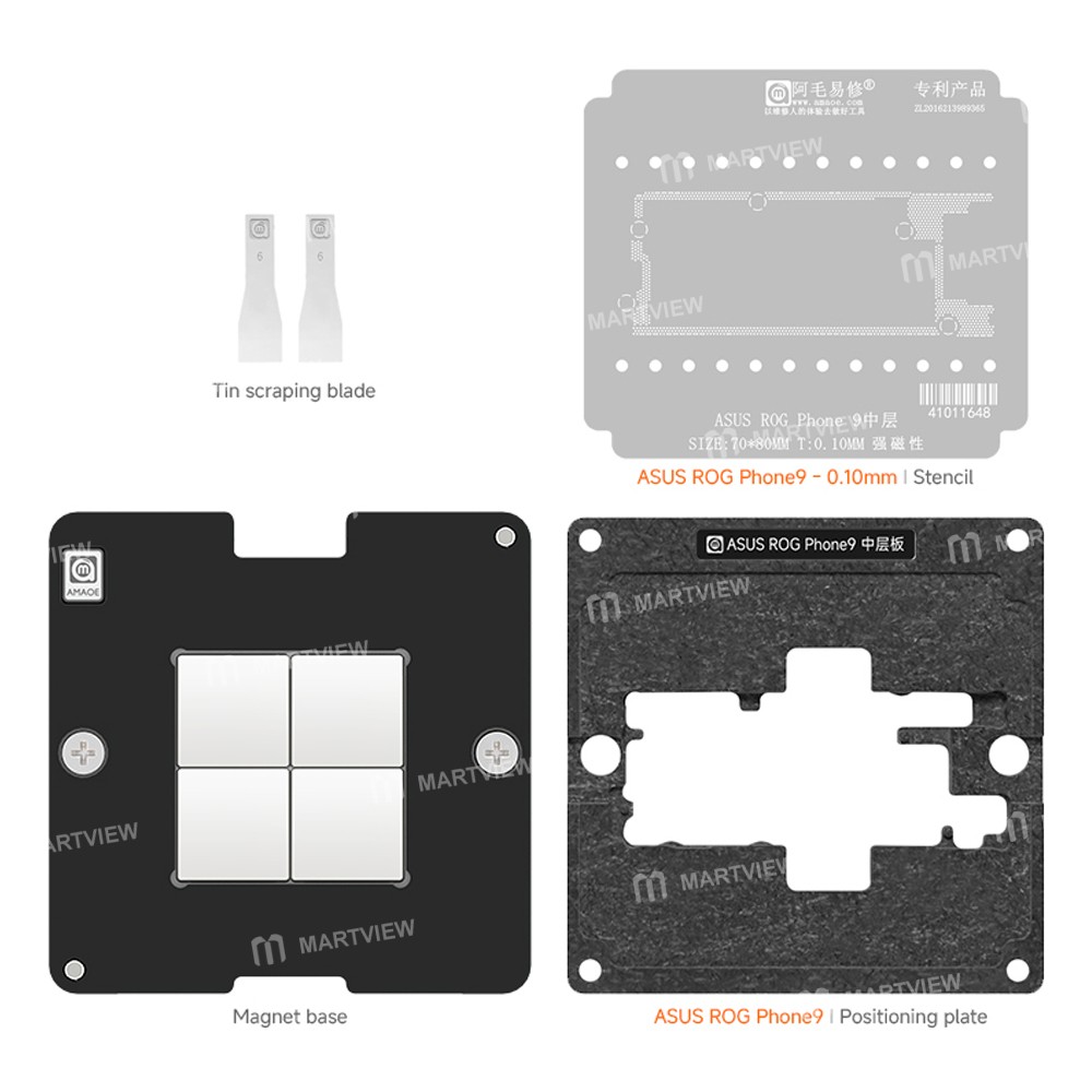 amaoe 010mm-middle-layer-bga-reballing-stencil-platform-set-for-asus-rog-phone9-2