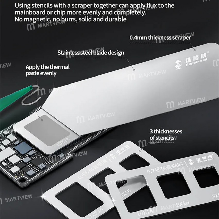 repairman thermal-conductive-paste-steel-mesh-with-scraper-set-for-motherboard-cpu-repair-3