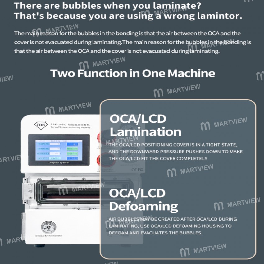 TBK 108C Curved Screen Vacuum OCA Laminate Defoaming Machine for Samsung Edge Note 10 S8 S8Plus S9 N