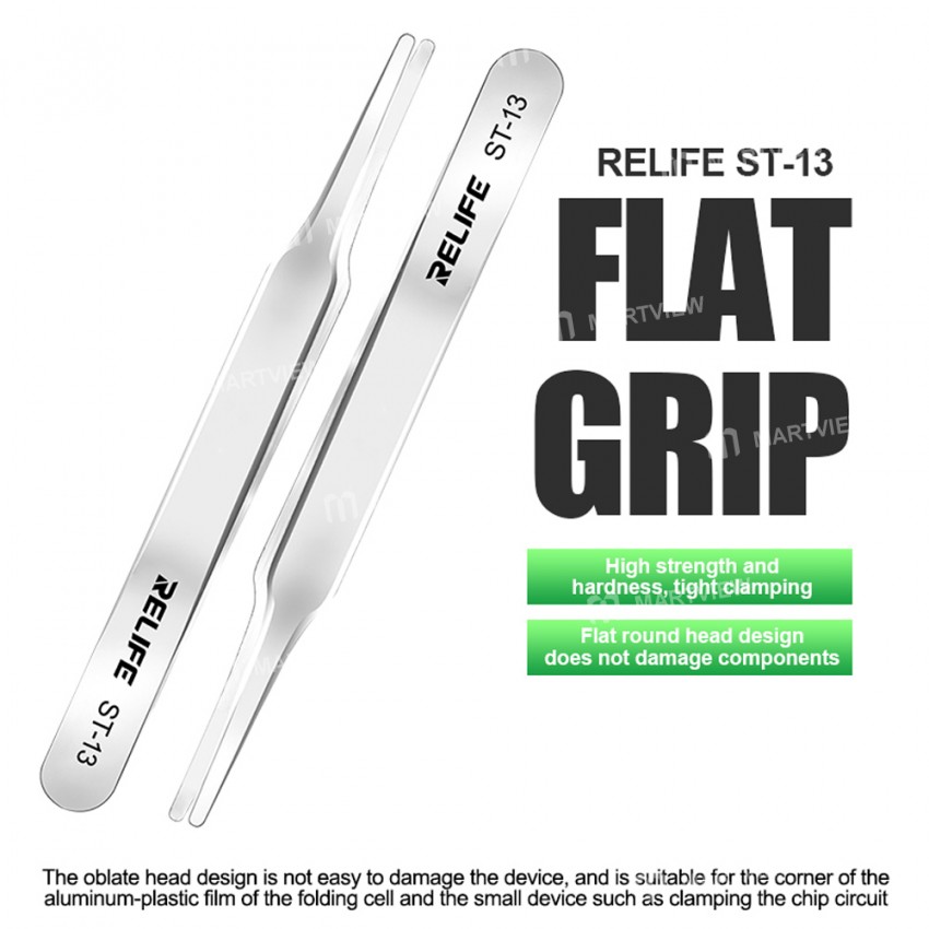 relife st-13-anti-static-flat-head-precision-repair-tweezers-for-mobile-phone-repair-4