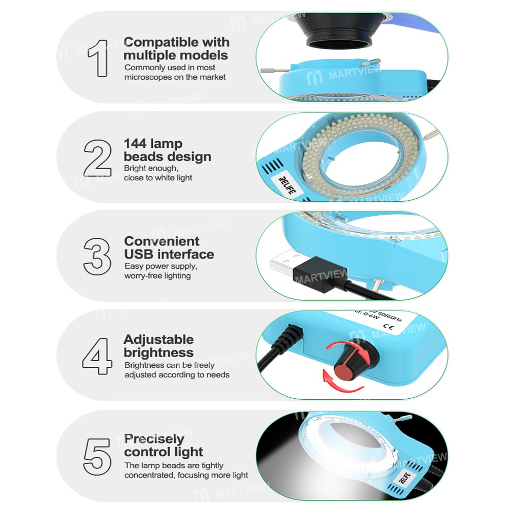 relife rl-033m-144-lamp-beads-high-brightness-adjustable-microscope-light-source-6