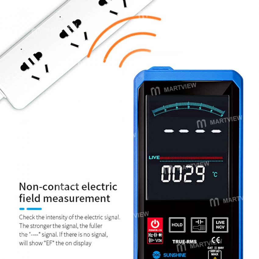 Sunshine DT-20N Multimeter Digital Touch Screen AC DC Voltage Tester Current Resistance Measurement