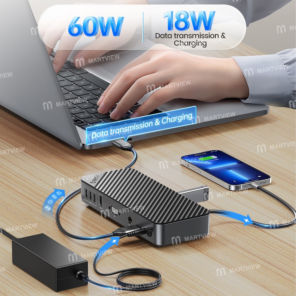 orico dka19-19-in-1-5gbps-type-c-hdmi-vga-rj45-sdtf-headphone-desktop-docking-station-9