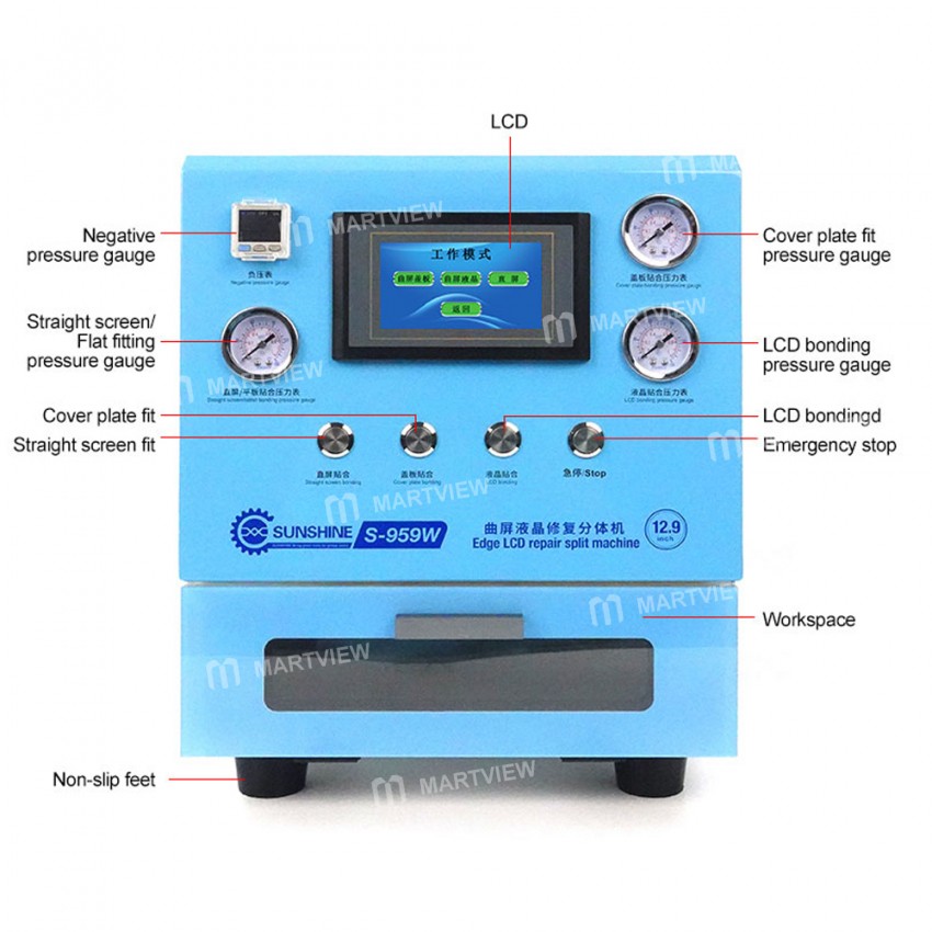Sunshine SS-959W Oversize 12.9-inch Curved Screen Edge LCD Repair Split Machine Supports Curved Scre
