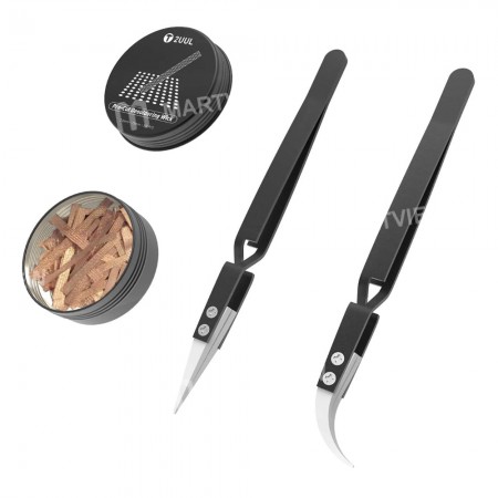 2UUL Pre-cut Desoldering Wicks 2mmx25mmx100pcs with 2pcs Reversed Ceramic Tweezers Kit Set