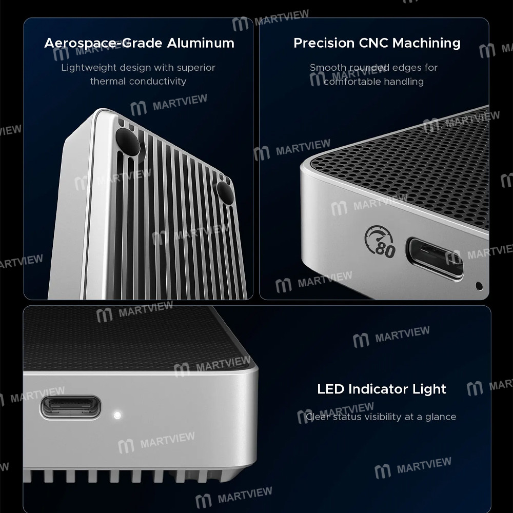 orico x50pro-aluminum-alloy-thunderbolt-5-80gbps-m2-nvme-ssd-enclosure-supports-expansion-up-to-8tb-