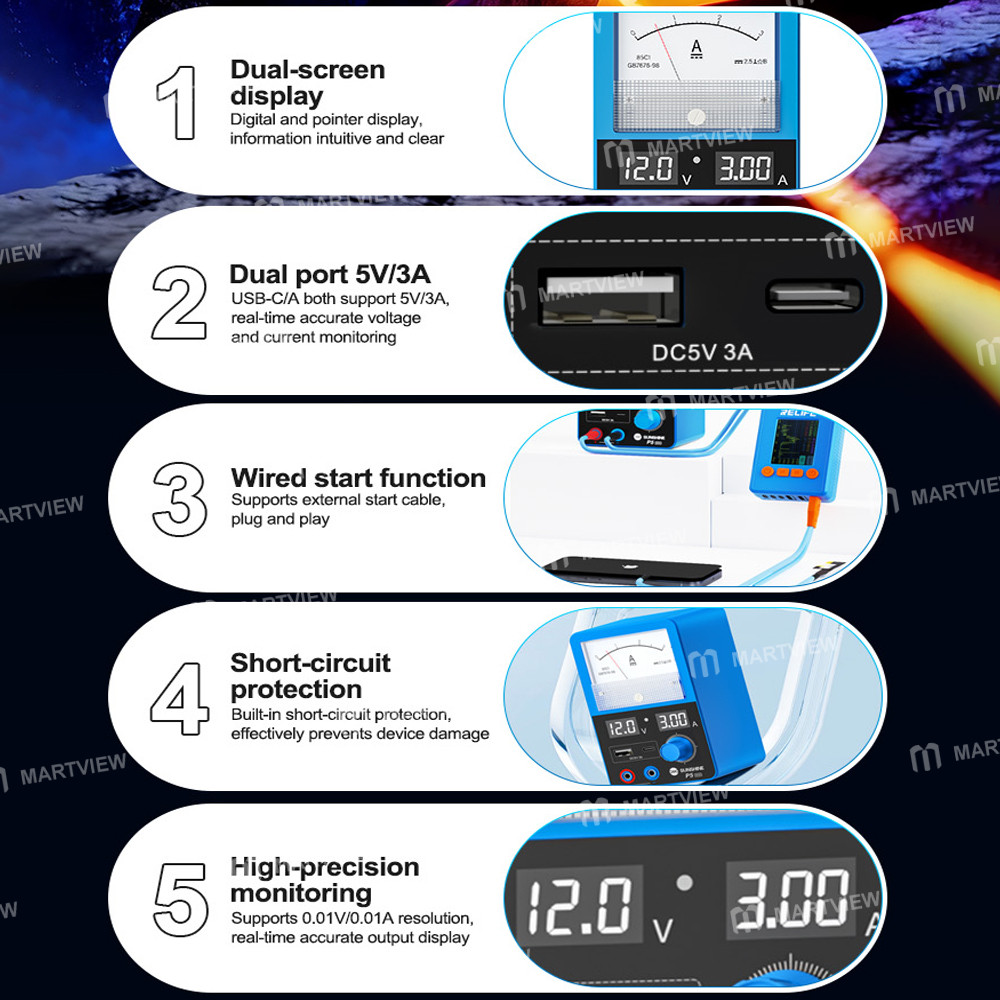 sunshine p5-mini-5v3a-dual-display-smart-power-supply-with-pointer-type-ammeter-8