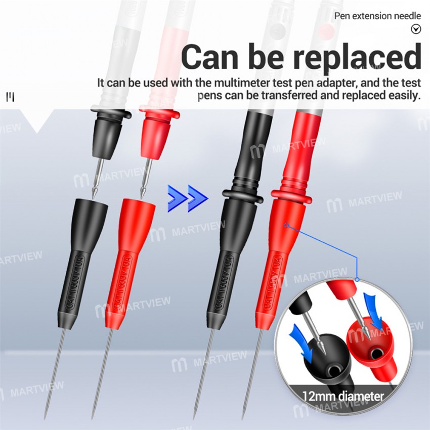Aneng PT2002 600V 10A Non-destructive Elongated Superfine Needles Tips for Digital Multimeter - 2Pcs