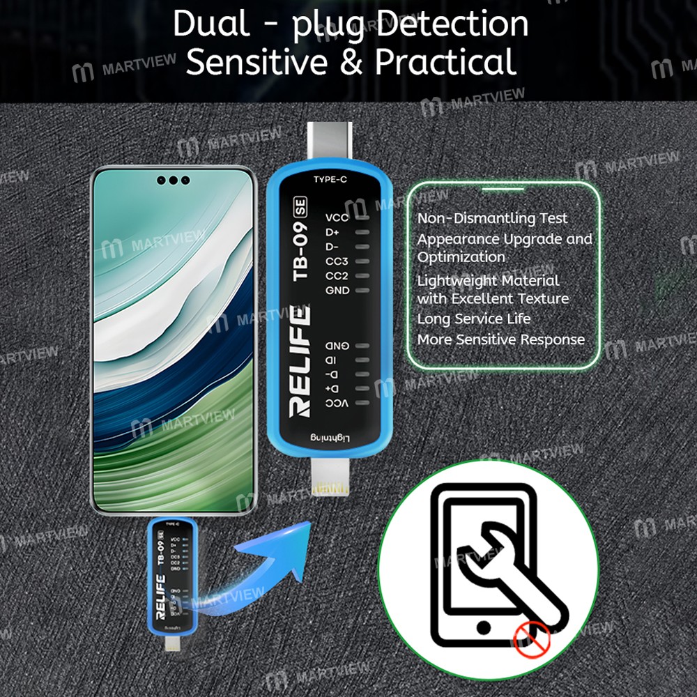 relife tb-09-se-simple-type-c-lightning-charging-port-tester-for-iphone-and-android-phones-8
