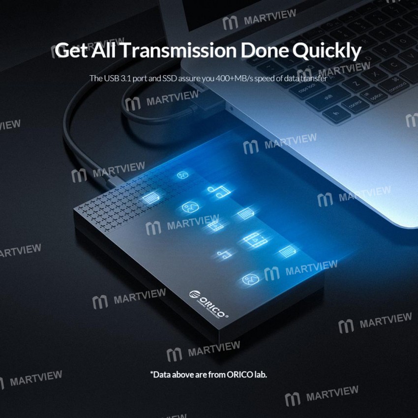 Orico 2526C3-BK 2.5-inch SATA to USB 3.1 Type C External HDD Enclosure for 2.5 Inch SSD and HDD 7-9.