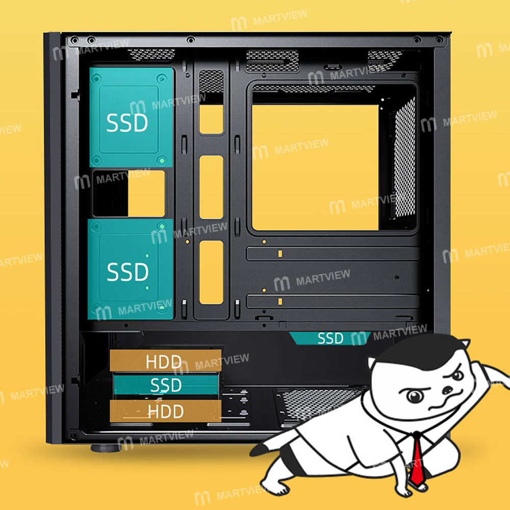 sama honey-badger-m2-mesh-side-panel-glass-desktop-m-atx-computer-case-supports-240-aio-water-coolin