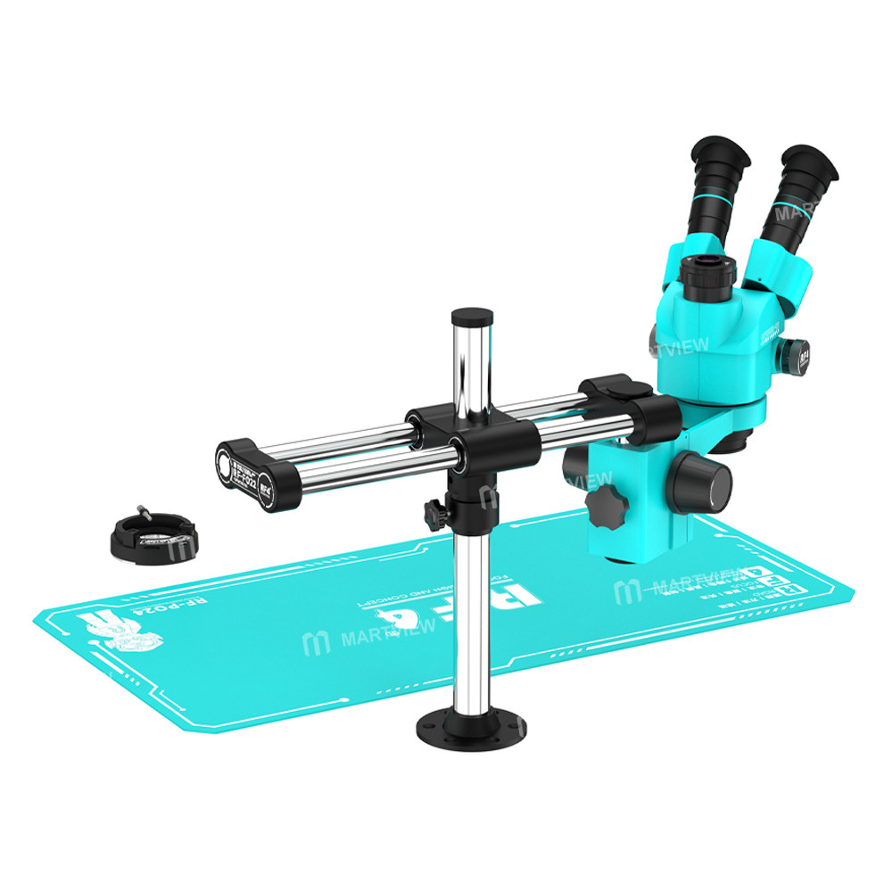 rf4 rf-6558pro-fo22-po24-65-58x-trinocular-stereo-microscope-with-fo22-double-arm-bracket-po24-silic
