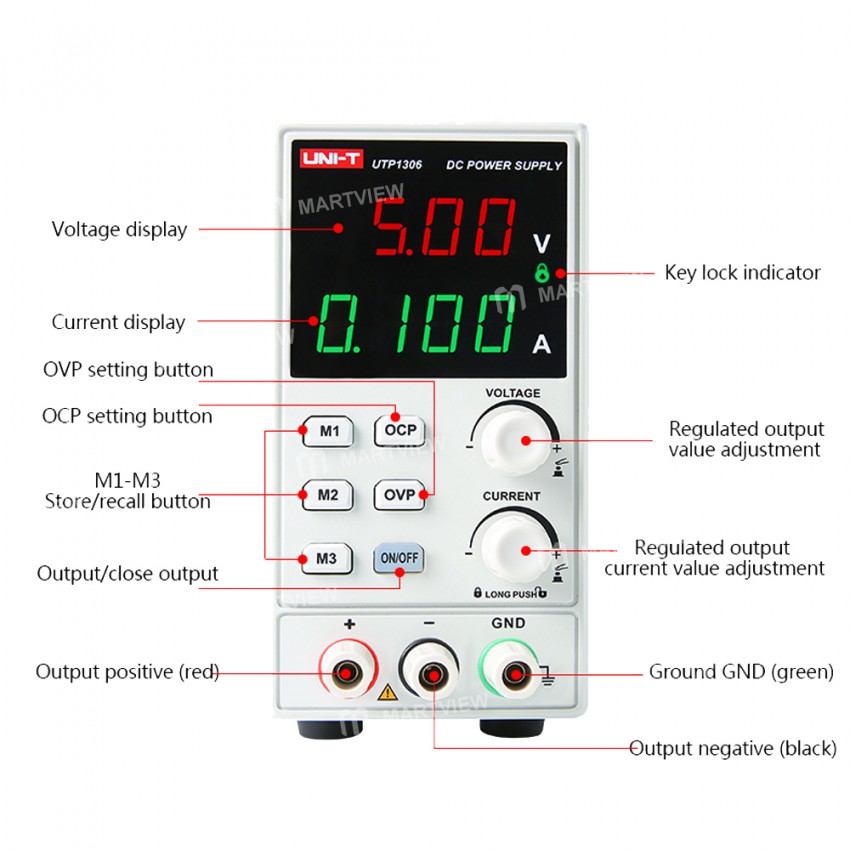 UNI-T UTP1306S Adjustable 32V 6A Single Channel Regulated Switch DC Power Supply