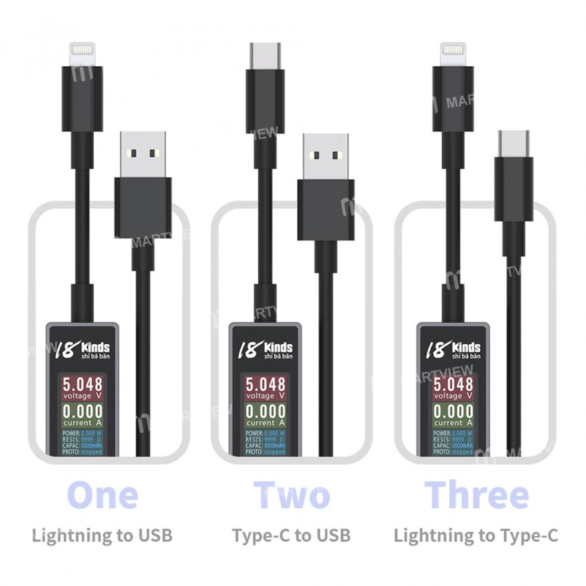 AV-Line USB Intelligent Detection Charging Cable for iPhone Samsung Huawei Real-Time Voltage and Cur
