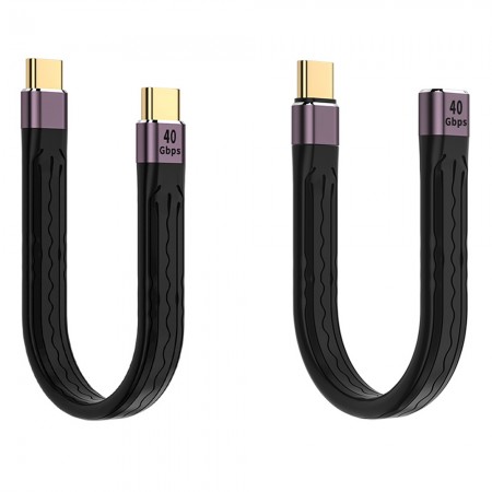 Type-C Male / Female to Type-C Male USB 4.0 Gen3 FPC Flexible Data Cable Support PD100W Fast Charging