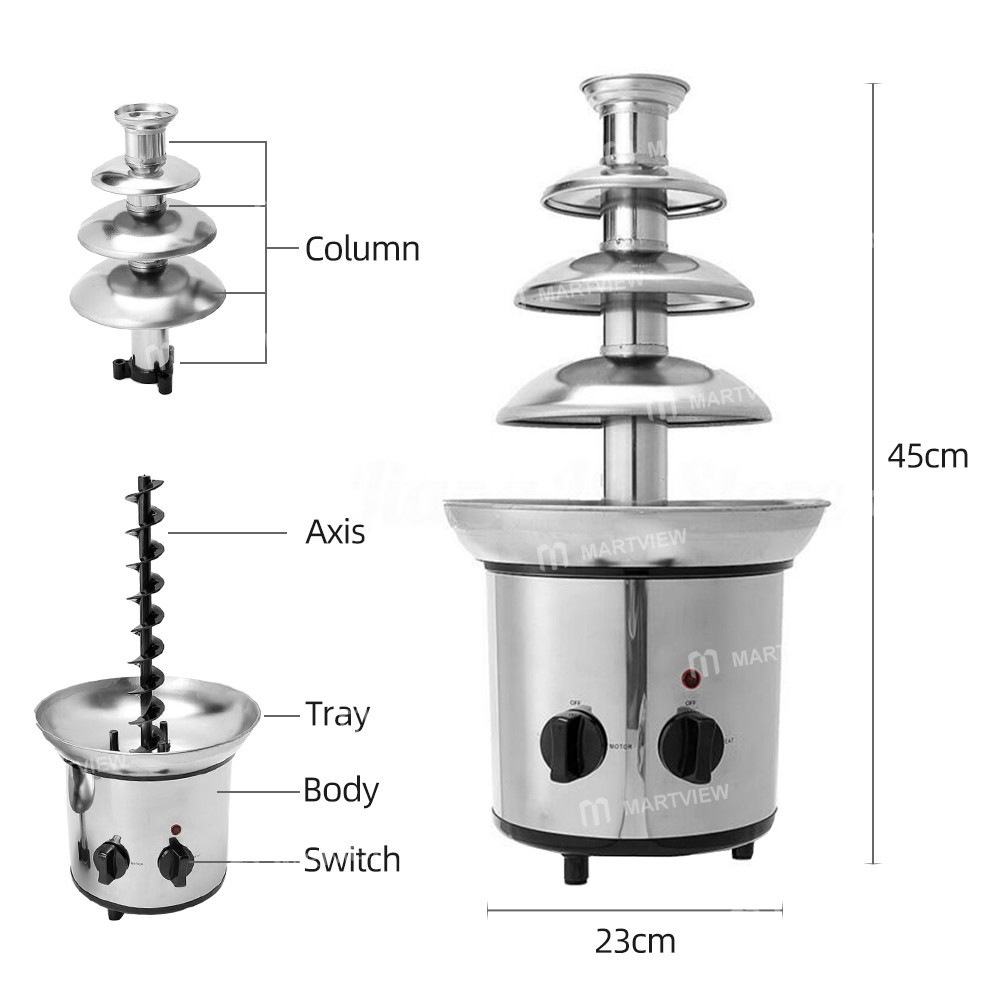 chocolate fountain-4-tier-electric-melting-machine-fondue-pot-set-10
