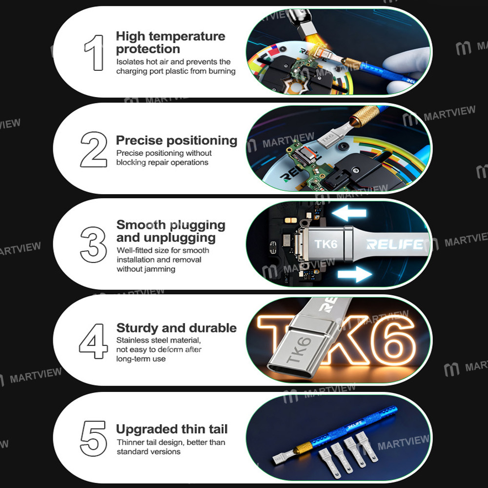 relife tk6-type-c-charging-port-tail-plug-anti-melting-protection-cover-for-welding-disassembly-9