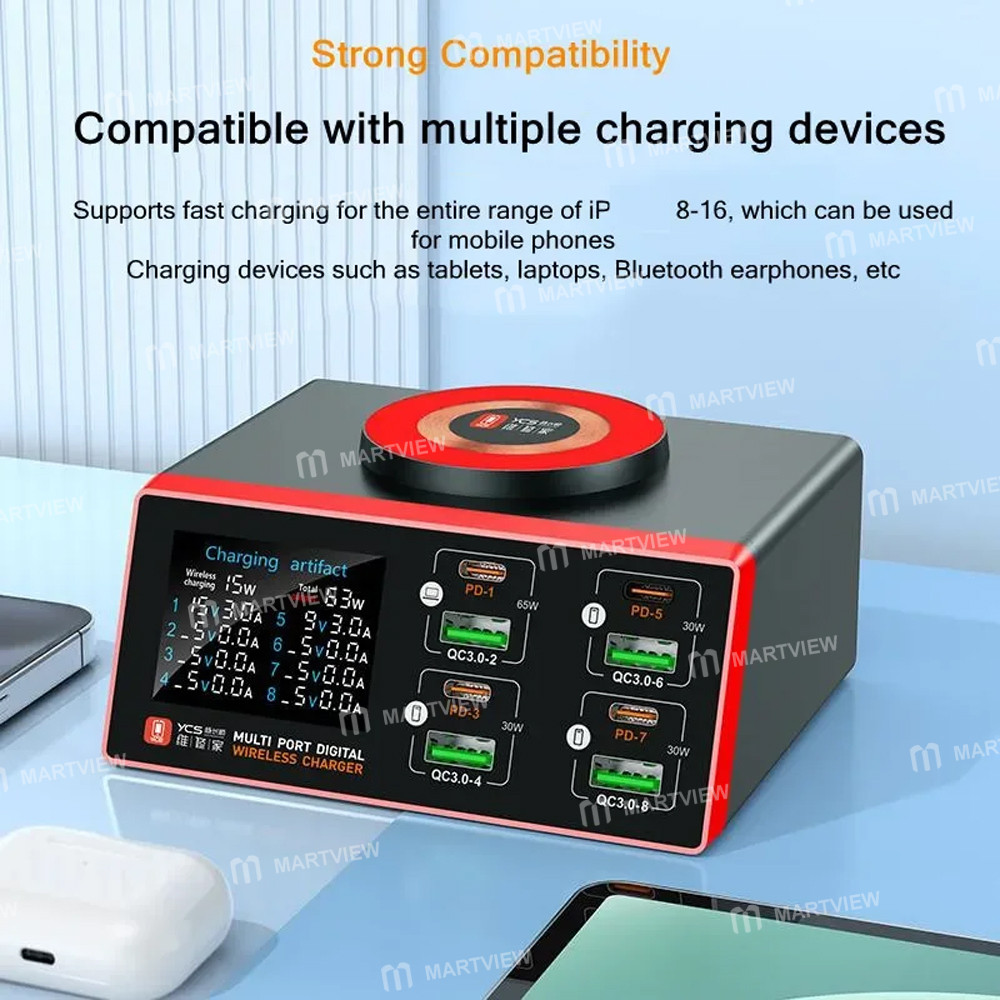 ycs s600-155w-8-port-qc30pd-digital-display-fast-desktop-charging-station-with-wireless-charging-2