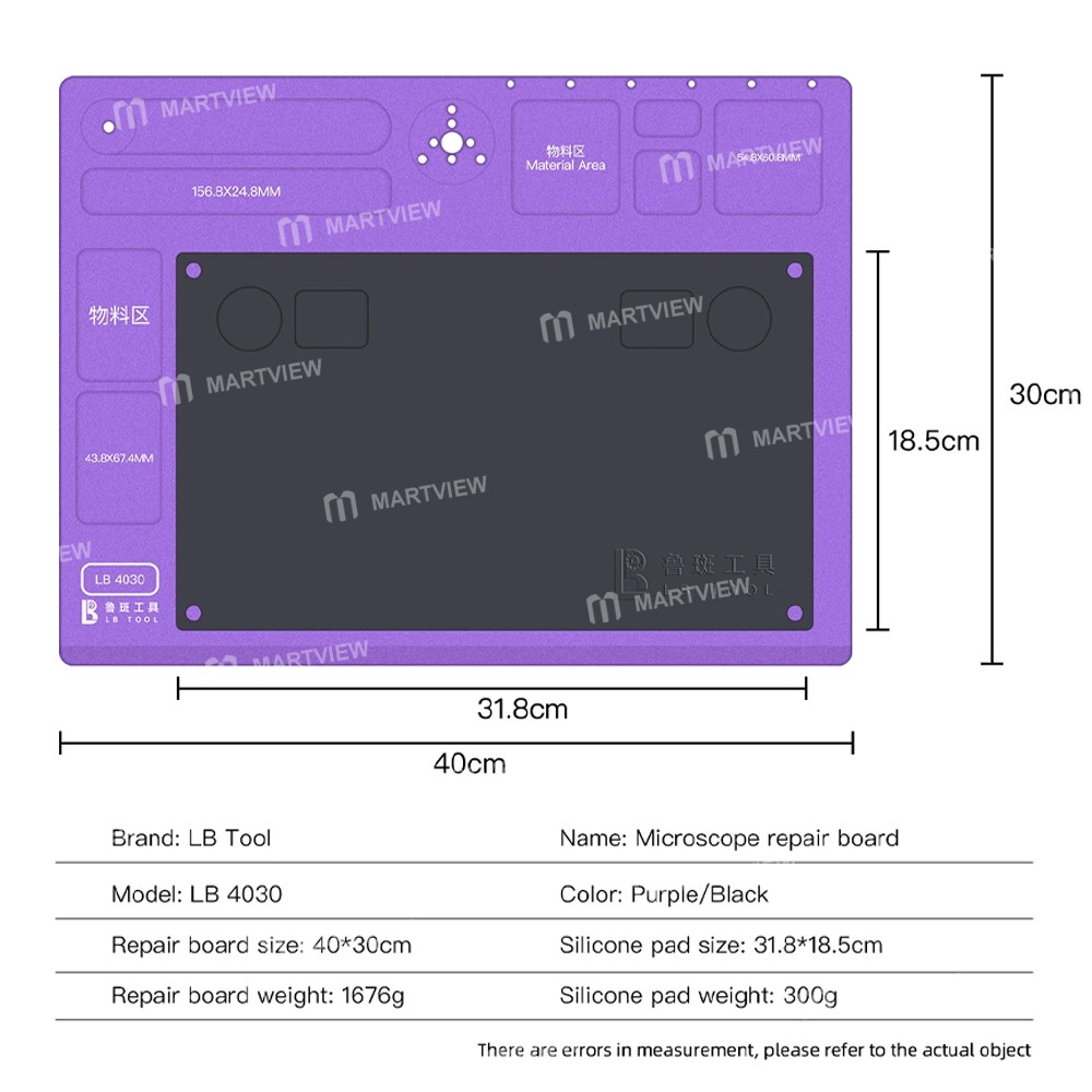 lb tool-4030-40x30cm-microscope-pcb-welding-repair-aluminum-alloy-base-with-silicone-mat-8
