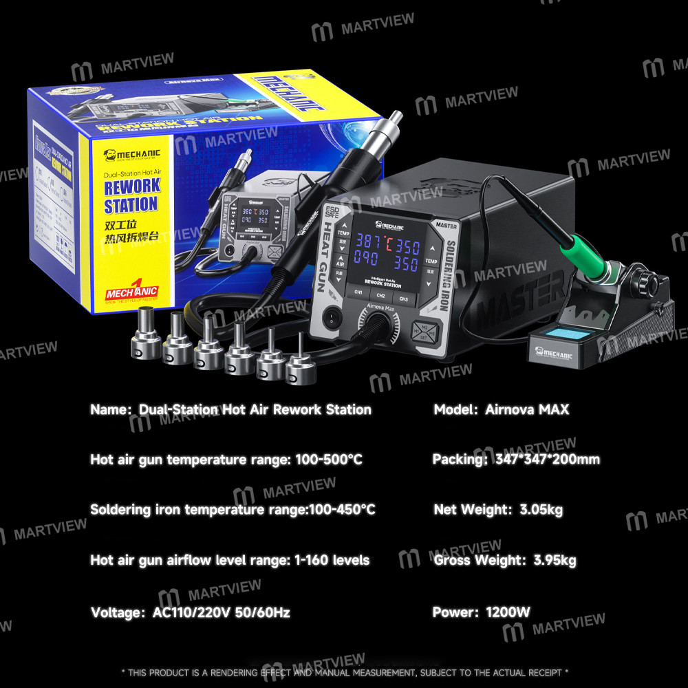 mechanic airnova-max-1200w-dual-station-intelligent-control-hot-air-soldering-iron-rework-station-7