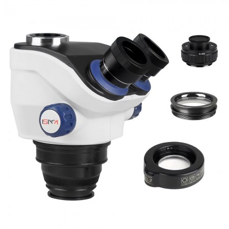 Kaisi TX-350e 7-50X Continuous Zoom Trinocular Stereo Microscope Head with CTV Lens and LED Light