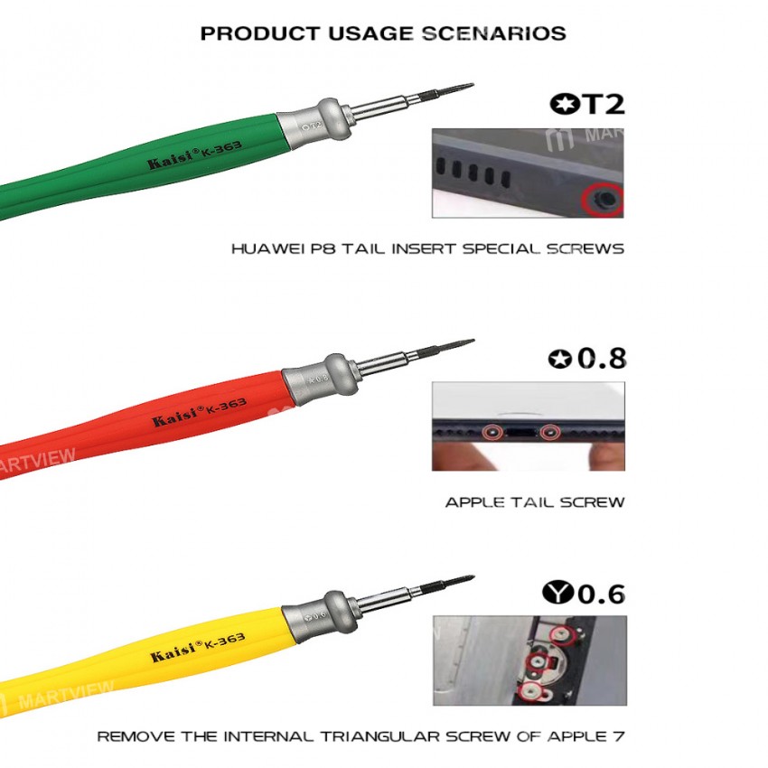 Kaisi K-363 Anti-Slip S2 Steel Precision Magnetic Screwdriver Set for Mobile Phone Repair