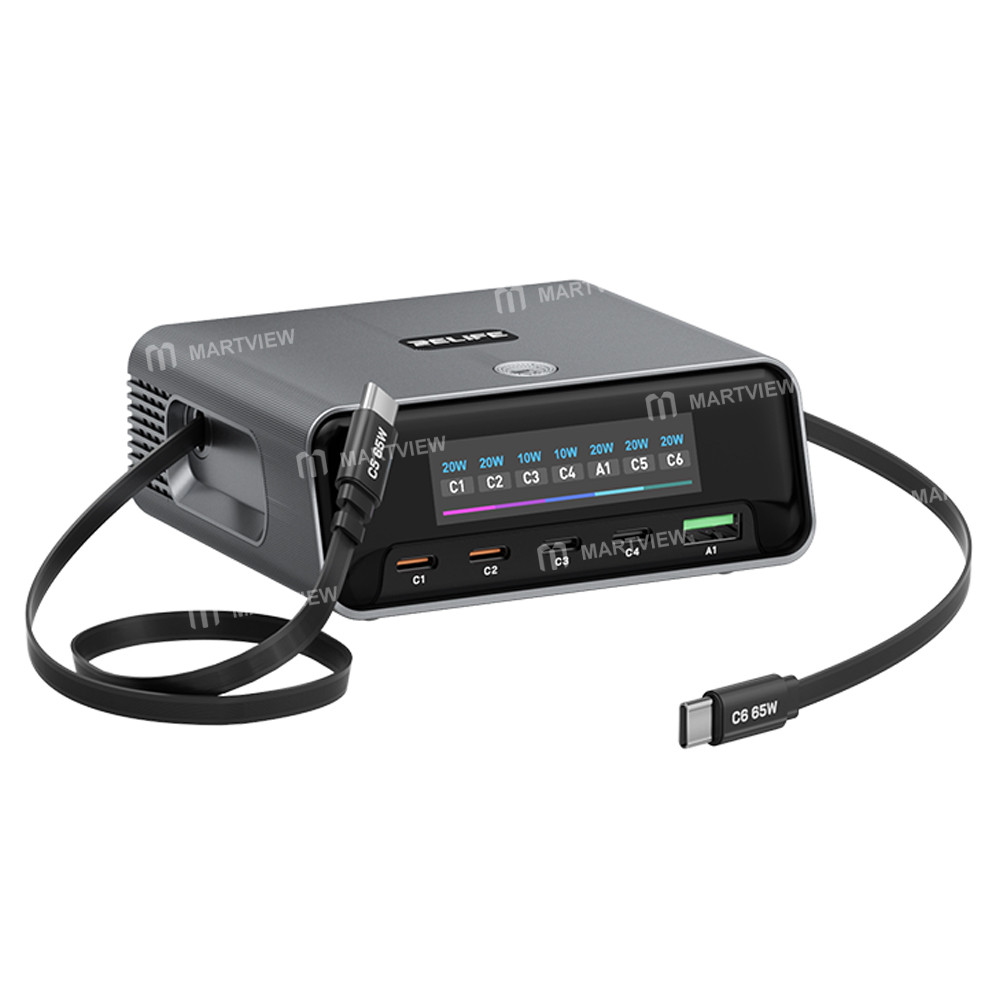 relife q8-pro-120w-gan-multi-port-charger-with-retractable-type-c-cable-compatible-with-avs-dynamic-