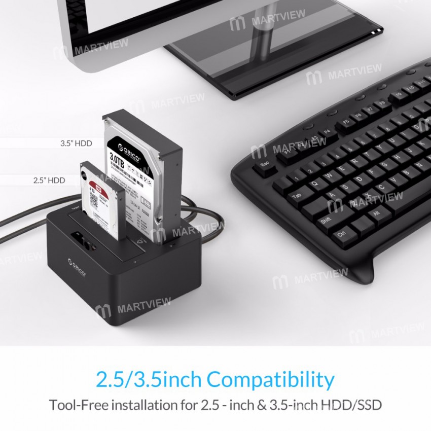 Orico 6629US3-C 2.5 / 3.5-inch SATA to USB 3.0 Double-bay Hard Drive Docking Station with Offline Cl