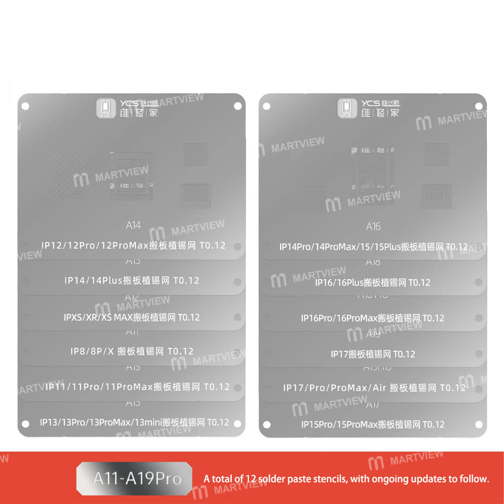 ycs professional-motherboard-tin-planting-reballing-stencil-set-for-iphone-8-17pm-apple-a11-a19-pro-