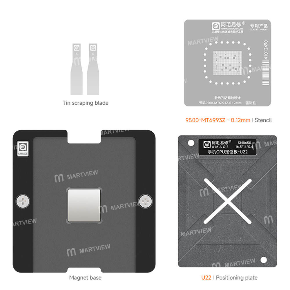 amaoe u22-cpu-bga-reballing-stencil-tin-planting-platform-set-for-mtk-mt6993z-dimensity-9500-2
