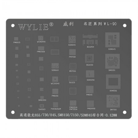 Wylie WL-90 CPU BGA Reballing Stencil for Qualcomm SM8150 / SM7150 / SDM845 Snapdragon 855 / 730 / 845
