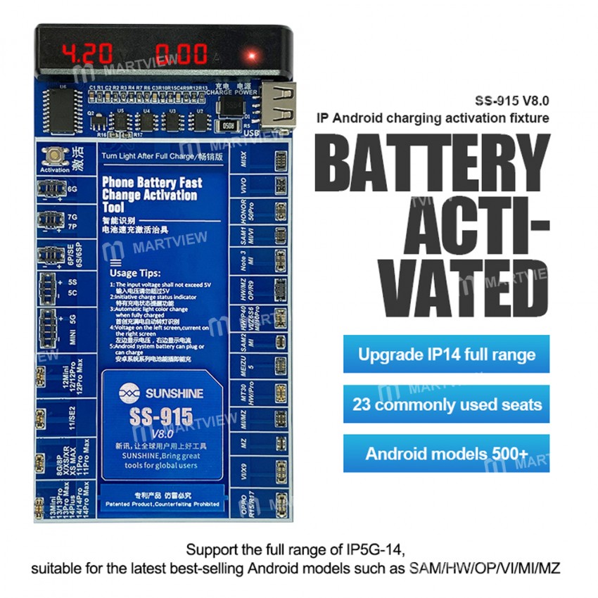 sunshine ss-915-v80-battery-activation-board-for-iphone-14pro-max-samsung-huawei-xiaomi-3