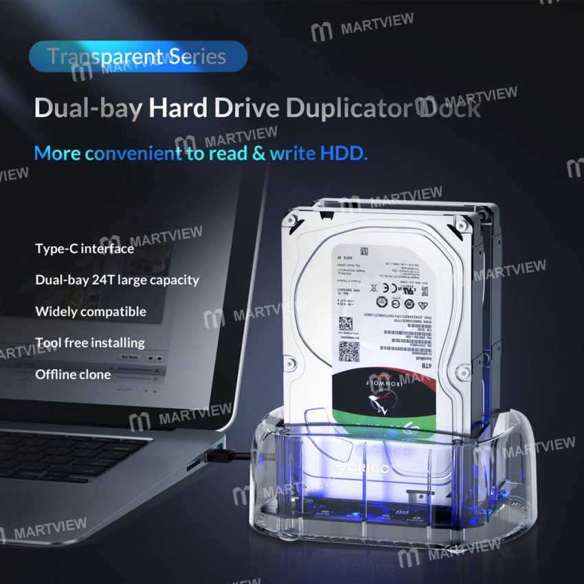Orico 2 Bay SATA to USB 3.1 Transparent External HDD Docking Station for 2.5 / 3.5 inches HDD SSD