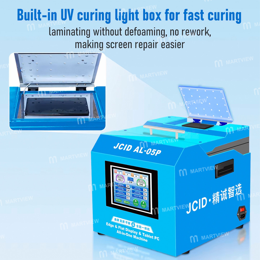 jcid al-05p-16-inch-3-in-1-laminating-defoaming--uv-curing-all-in-one-machine-for-edge--flat-screen-