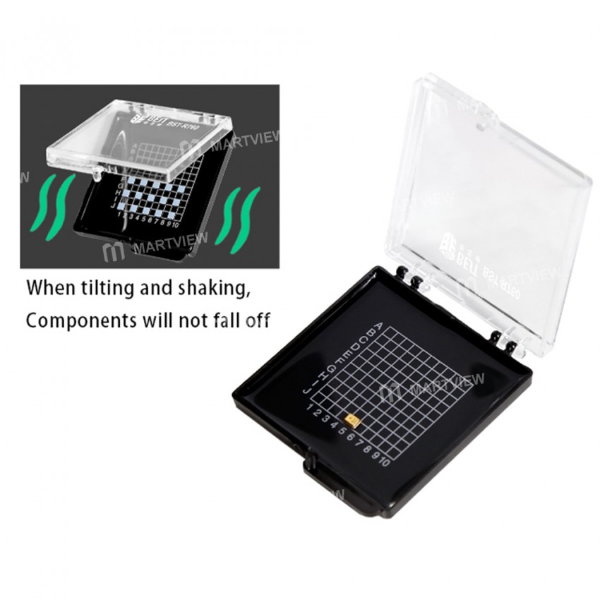 BST-R760 Mini Anti-static Transparent Self-adsorbing Chip Plastic Box for CPU Component Storage