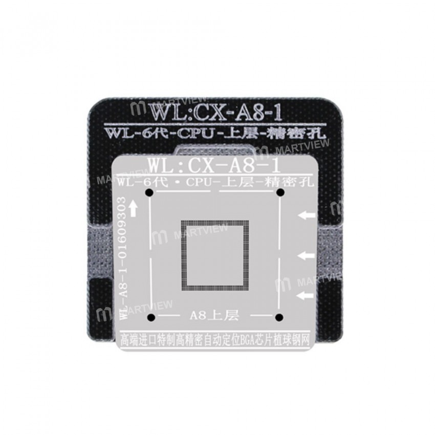 WL High-Quality A8 CPU Upper Tin Plate Steel Net BGA Reballing Stencil with Fixed Plate for iPhone 6