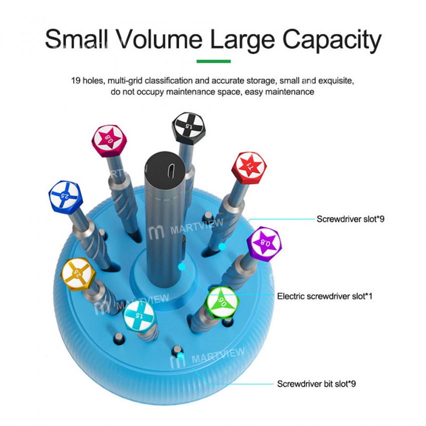 Relife RL-078 360° Rotate Multi-function 19-holes Large Capacity Screwdriver Storage Box