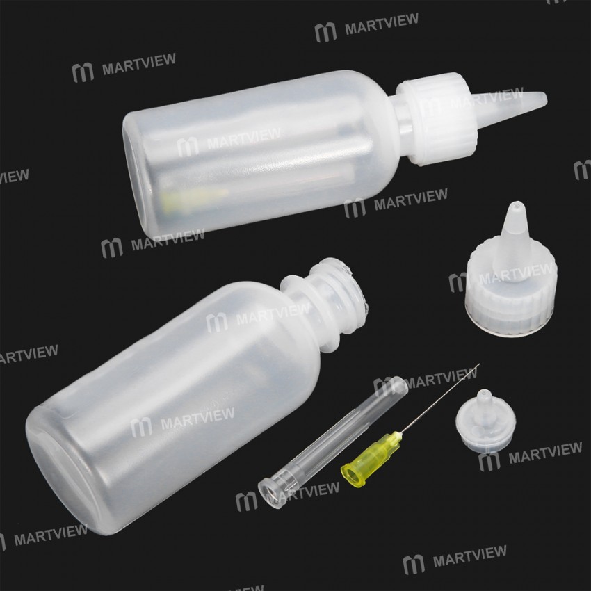 50ml Plastic Clear Liquid Bottle Squeeze Transparent Refillable Bottles with Needles - 5pcs