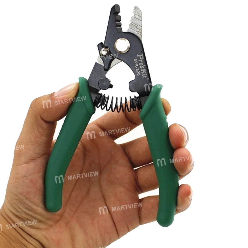 Pro'sKit 8PK-326 Professional Precision Tri-Hole Fiber Optical Stripping Pliers