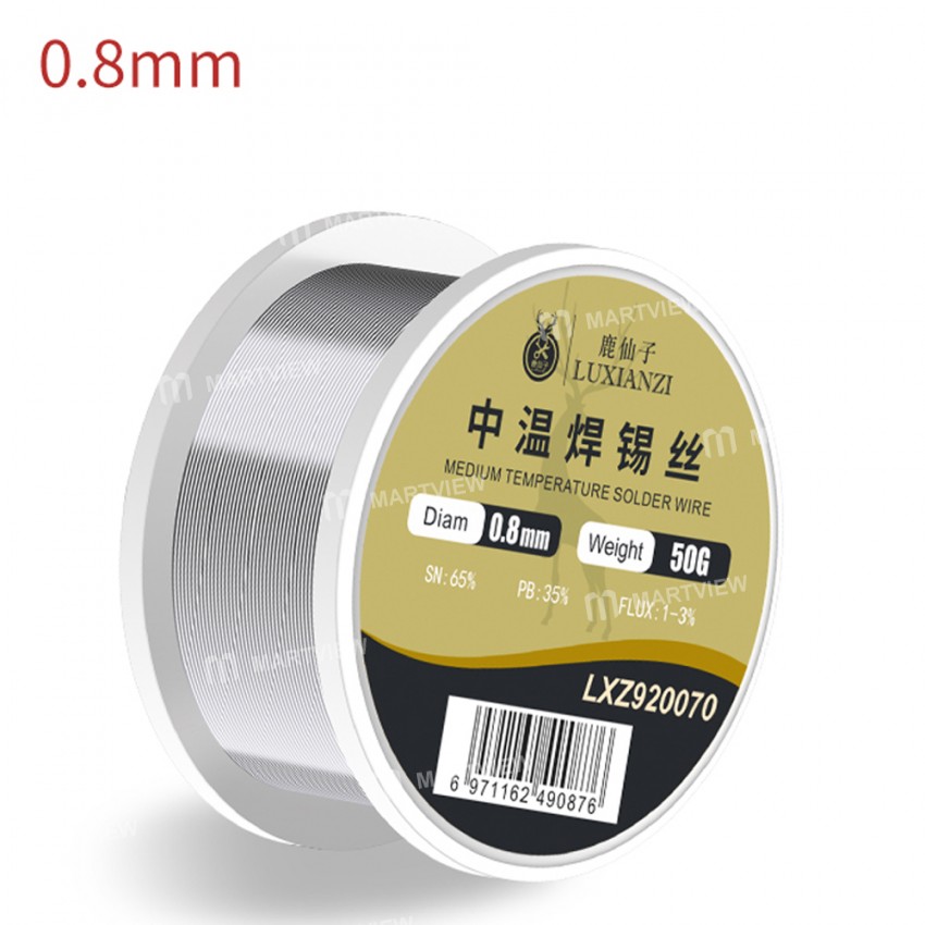 Luxianzi 50g 0.5 / 0.8 / 1.0mm 200? Medium Temperature Leaded Rosin Core Solder Wire