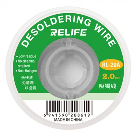 Relife RL-20A 80cm 2.0mm Efficient Tin Removal Soldering Wire for PCB Welding Repair