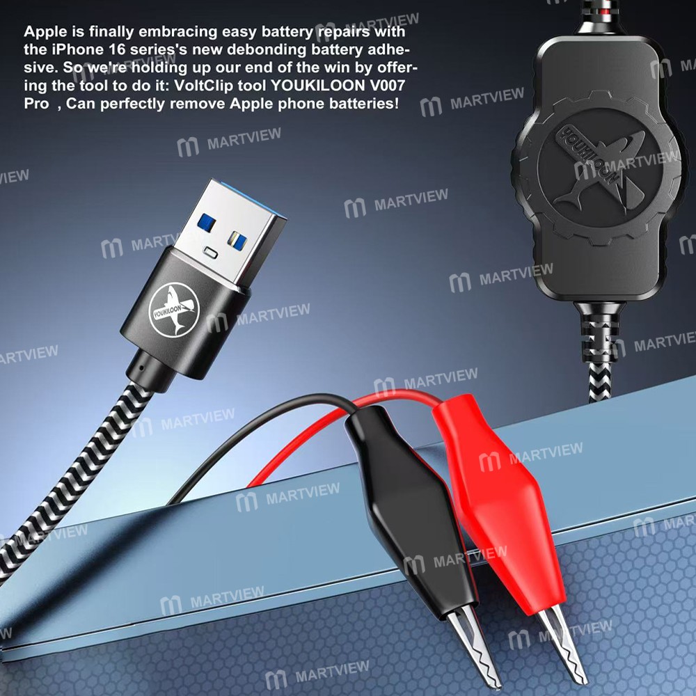 v007 pro-battery-crocodile-clip-with-usb-port-for-iphone-16-16-plus-battery-adhesive-strap-removal-3