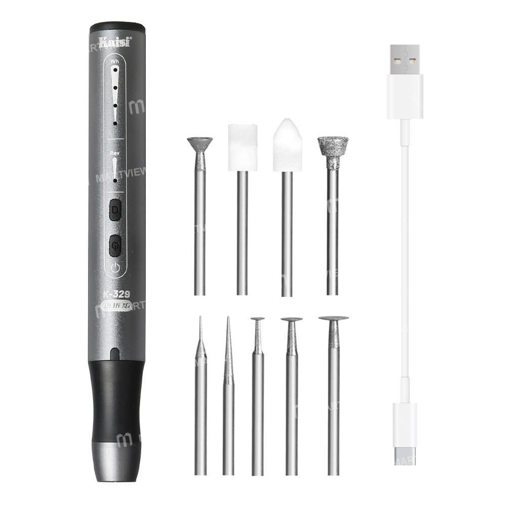 kaisi 329-multifunction-charging-polish-pen-with-9pcs-grinding-heads-for-motherboard-cpu-ic-polishin